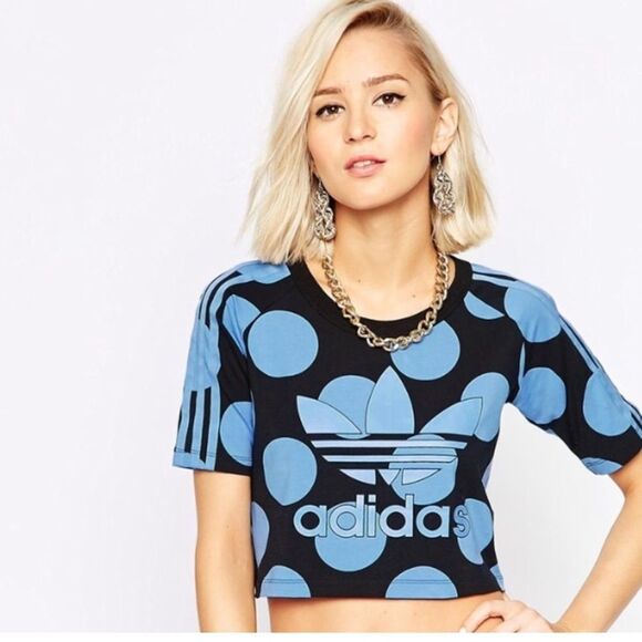 ADIDAS X PHARRELL Dear Bae Polka Dot Crop Top Size Large - Picture 1 of 7